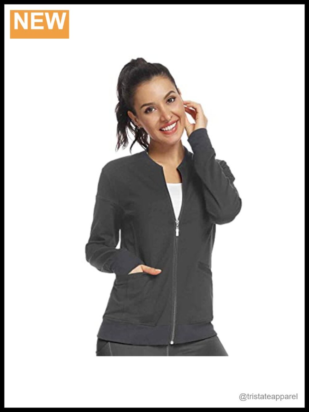 Women's Zip Front Warm-Up Jacket Lightweight Athletic Track Jacket
